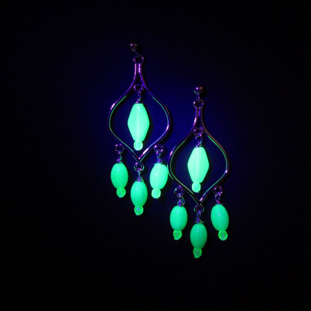 Uranium glass bead Chandelier earrings